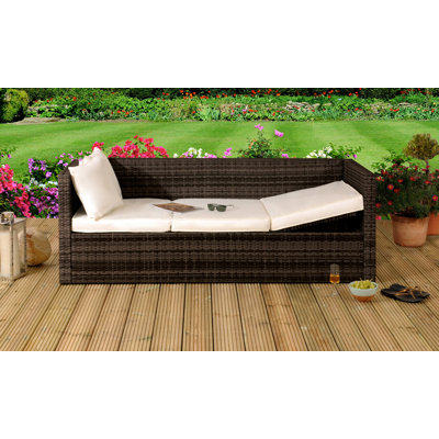 Katelin 187cm Wide Outdoor Rectangular Patio Sofa with Cushions