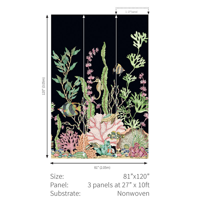 Venicio Floral Wallpaper, Noir