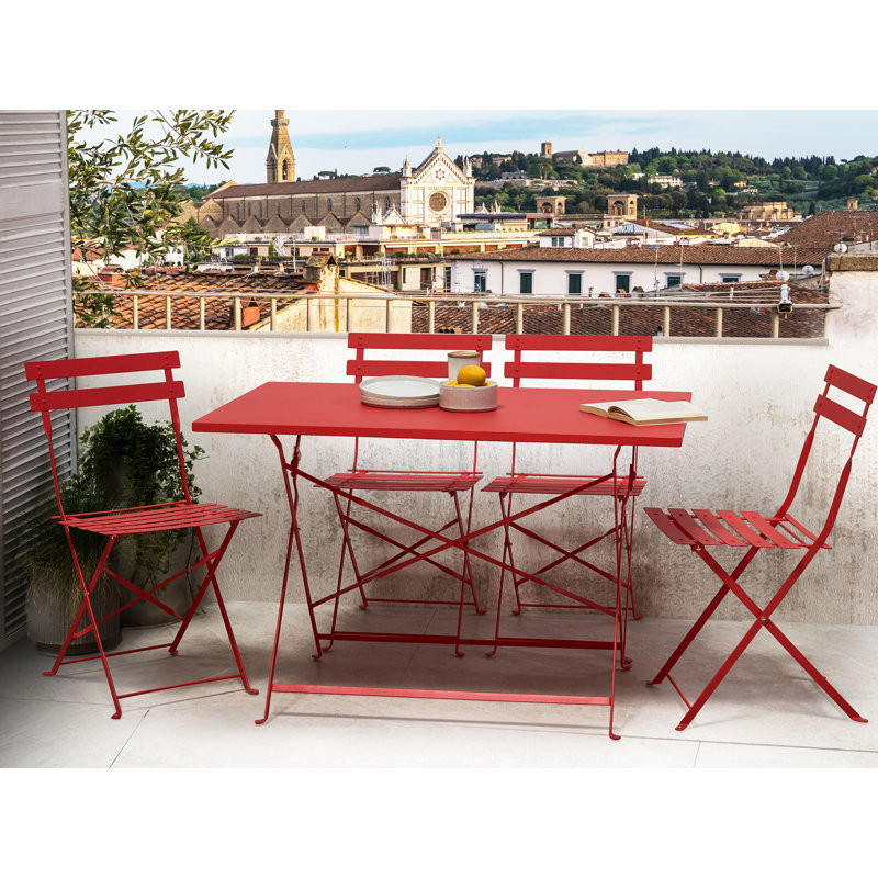 Rectangular 5 - Piece 4 - Person Outdoor Table Set, Red