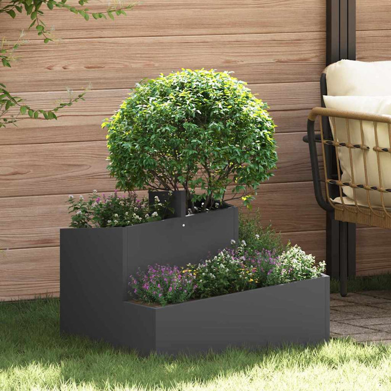 Garden Planter 50 Cm Steel, Black, 50cmH x 60cmW x 60cmD
