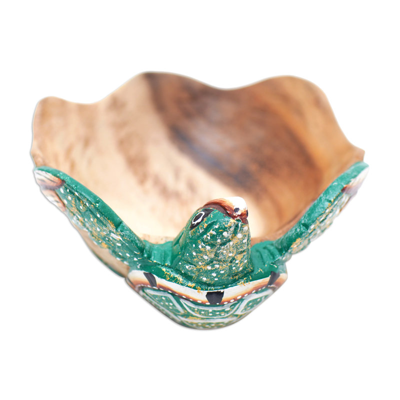 Novica Handmade Endearing Turtle Wood Catchall