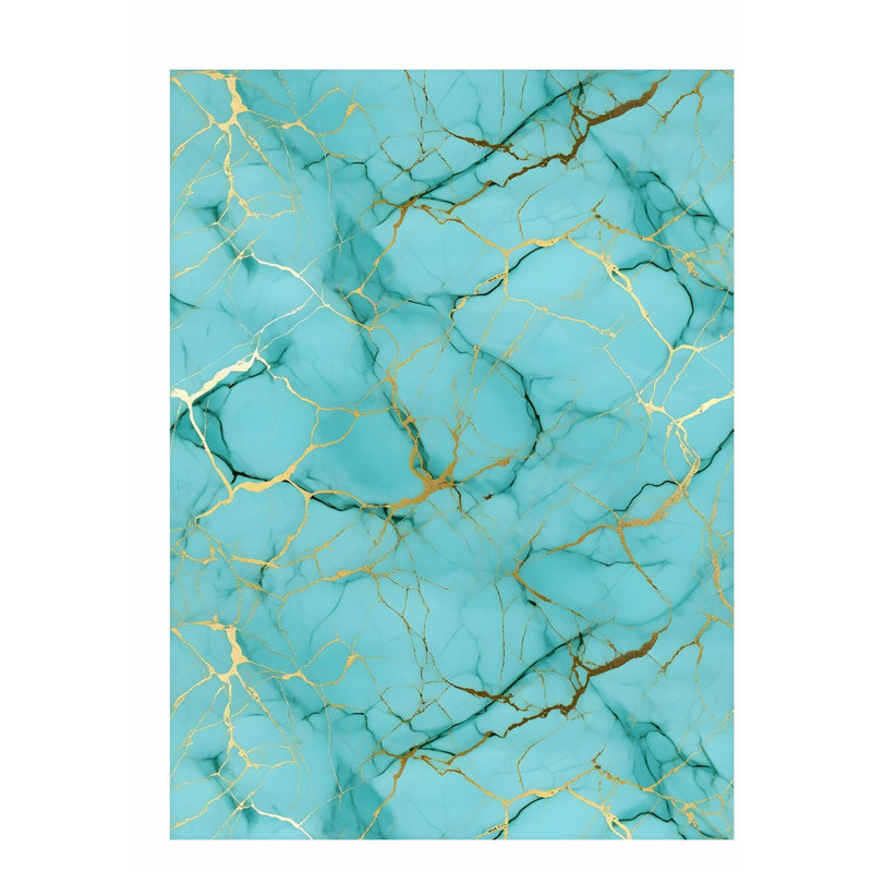 «Abstract Cyan Abstract Geode Crystal Dream I», reproduction d'art moderne sans cadre, H 10 po x l 8 po
