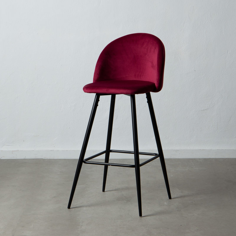 Carbajal Upholstered Counter Stool with Metal Frame, Burdeaux