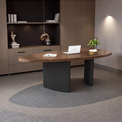 Modern Ergonomic Curved Solid Wood Computer Desk