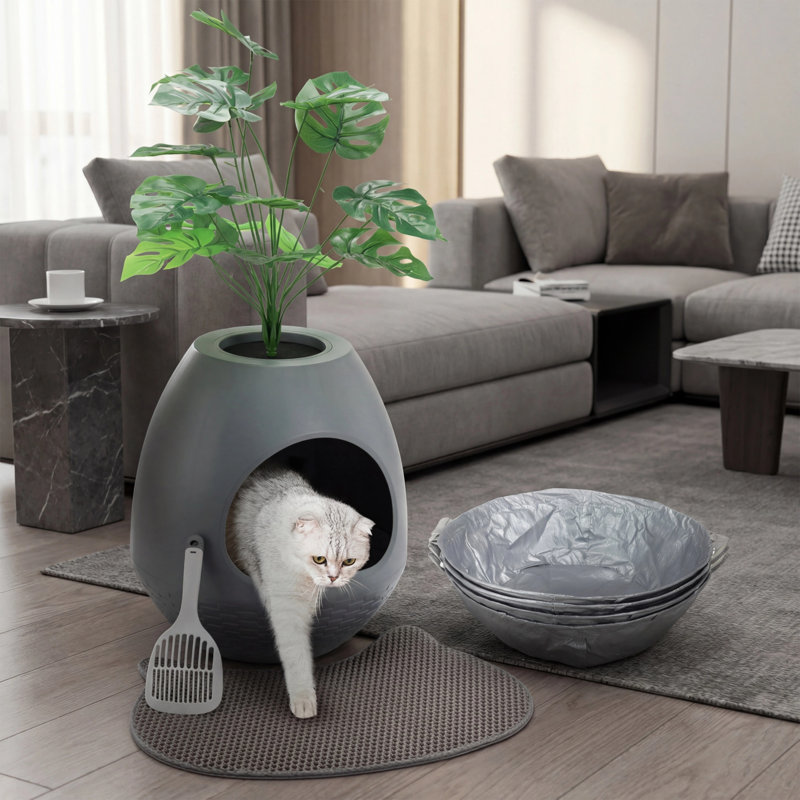 Polyethylene Plastic Litter Box, Grey