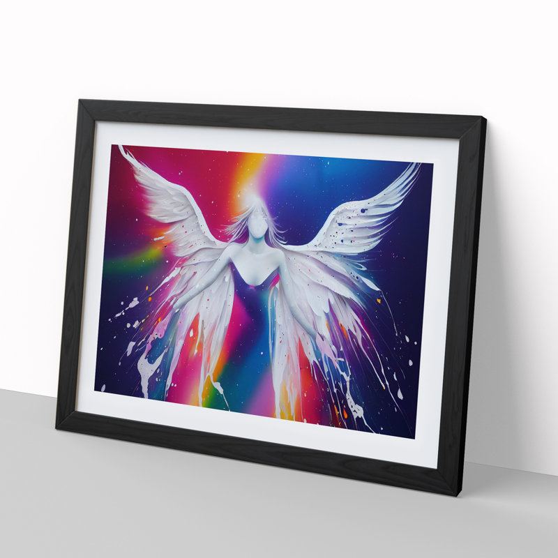 Angel Painted Vol.2 Abstract - Single Picture Frame Print, Black, 46cm H x 64cm W