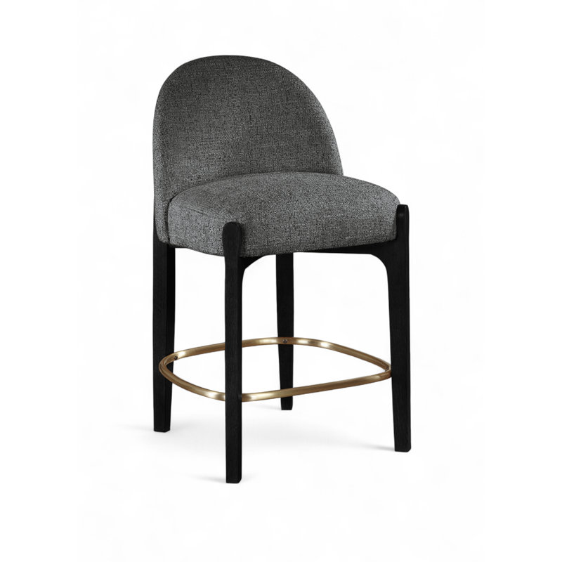 Tabouret de comptoir rembourré en tissu Maud, Black, Black