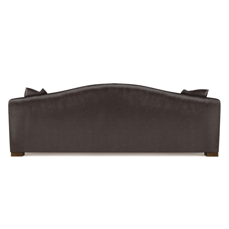 Horatio Camelback Taper Curved-Arm Sofa, Vintage Leather Chocolate, 33" H x 96" W x 36" D, Ebony