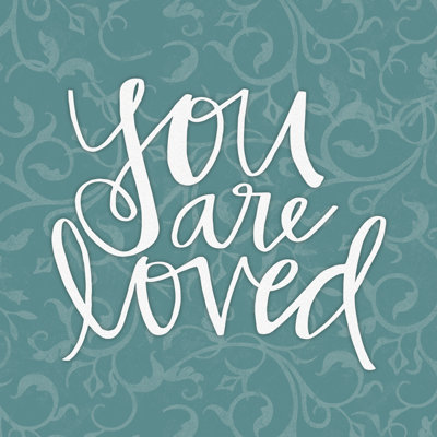 You Are Loved Handwriting On Green - Wrapped Canvas Print