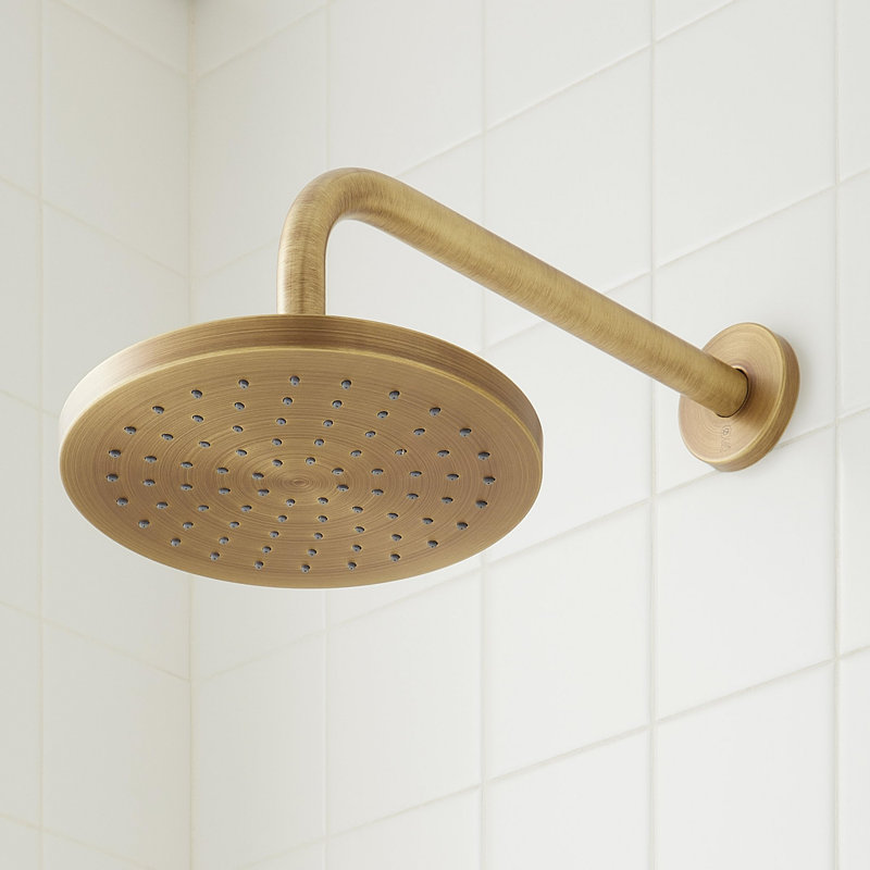 Greyfield Pressure Balanced Shower System with Dual Shower Heads, Valve Trim and Diverter, Aged Brass