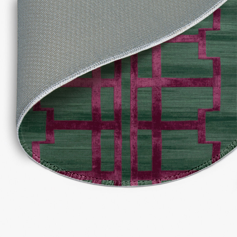 Trellis Green Indoor and Outdoor Area Rug, Round 5'