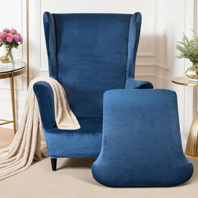 Wingback Chair Covers Set Stretch Wing Chair Cushion Sofa Slipcover 110x80cm 2 Piece