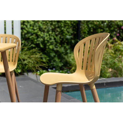 LifestyleGarden Fiji 2pc Outdoor Patio FSC Wood and Resin Dining Green Side Chairs