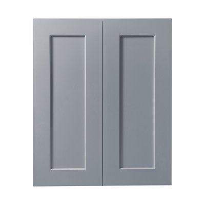 Armoire murale en bois massif à 2 portes et 2 tablettes pour le rangement de la cuisine, de la salle de bain, de la buanderie et des tablettes réglables prêtes à assembler (l 24 po x P 12 po x H 36 po)