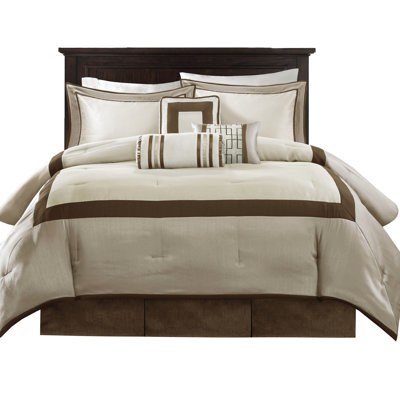 Taupe/brown King Comforter - 7 Piece Neutral Color Palette Steam Bedding In Intricate Detailing Decorative Pillows
