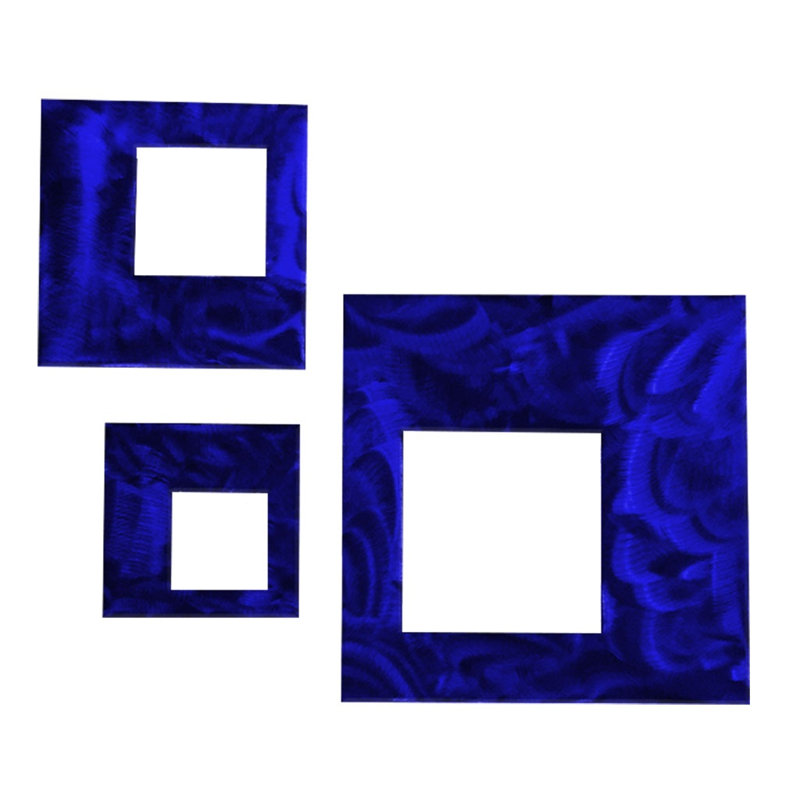 Meyerdirk Art Contemporary Geometric Steel Wall Art Set - Candy Blue, Candy Blue