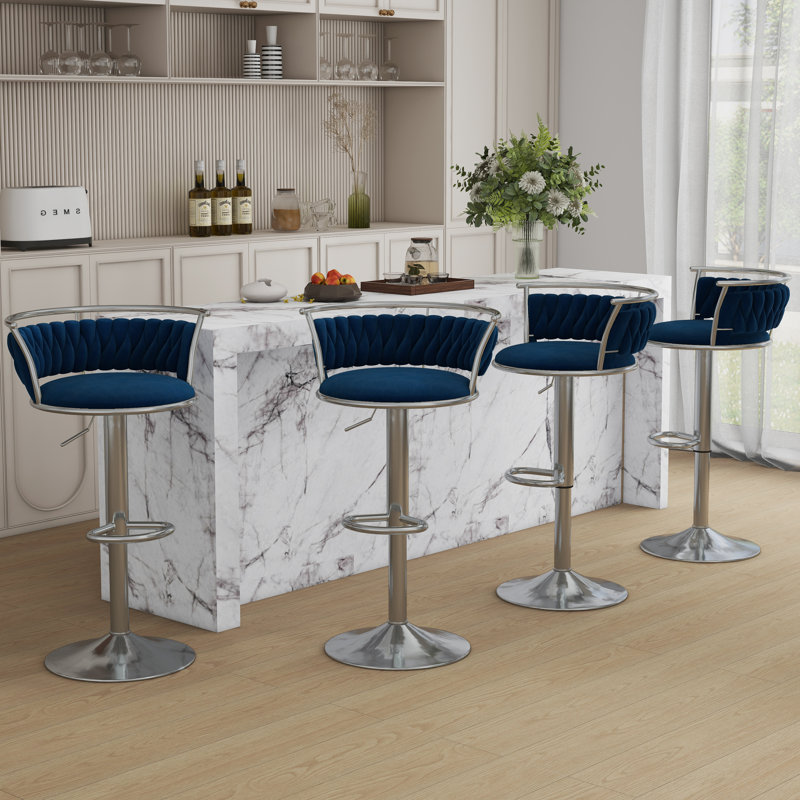 Tabouret de bar Christal, Marine, Argent argent