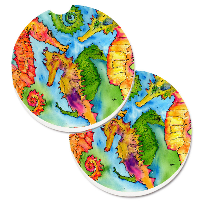 Ceramic Round 2 Piece Car Coaster Set