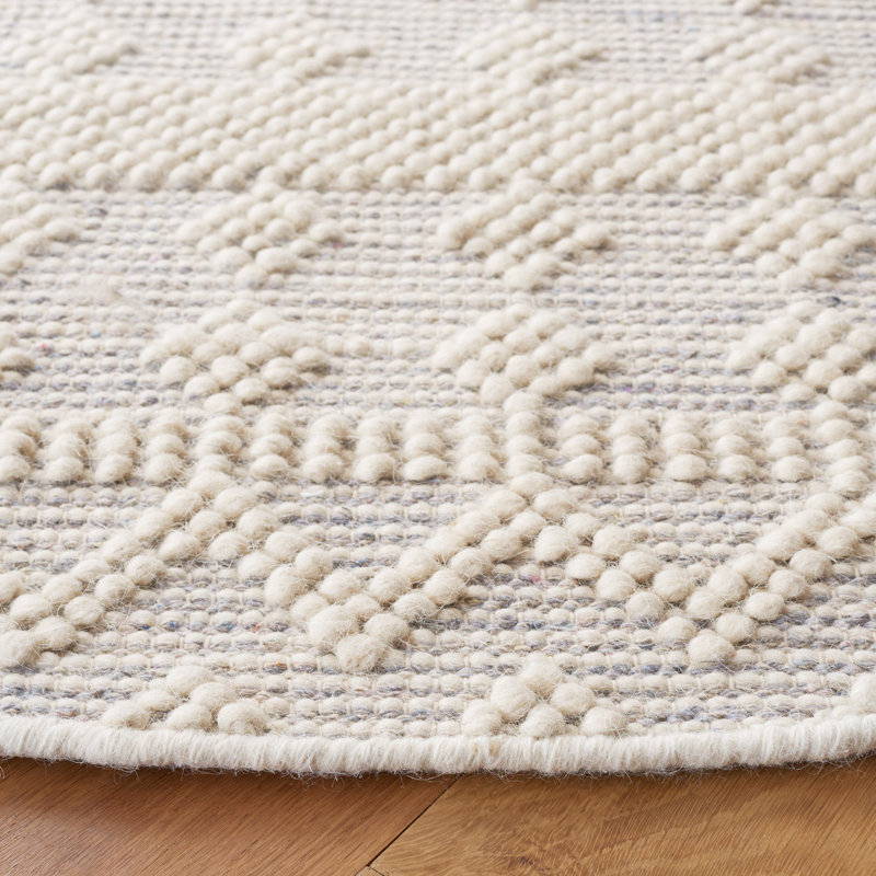 Natura Flat Weave Wool Geometric Rug, Round 6'
