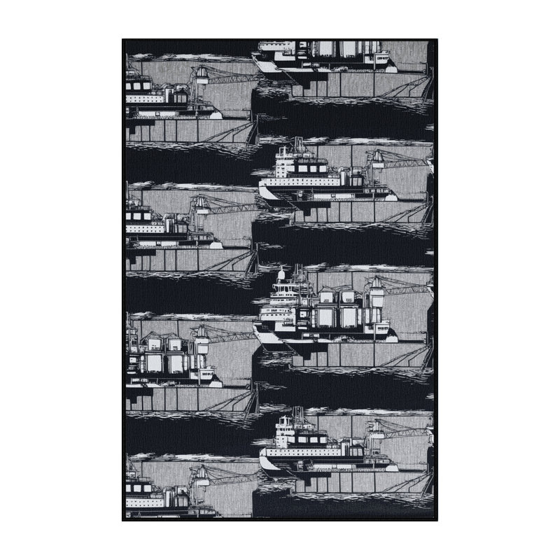 Machine Washable Transportation Gray Area Rug, Rectangle de 5 pi x 8 pi