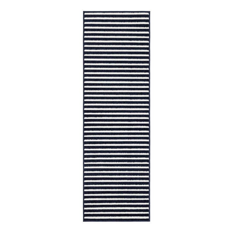 Sabrina Soto Stripes Indoor/Outdoor Rug Navy Blue, Runner 2' x 6'1"