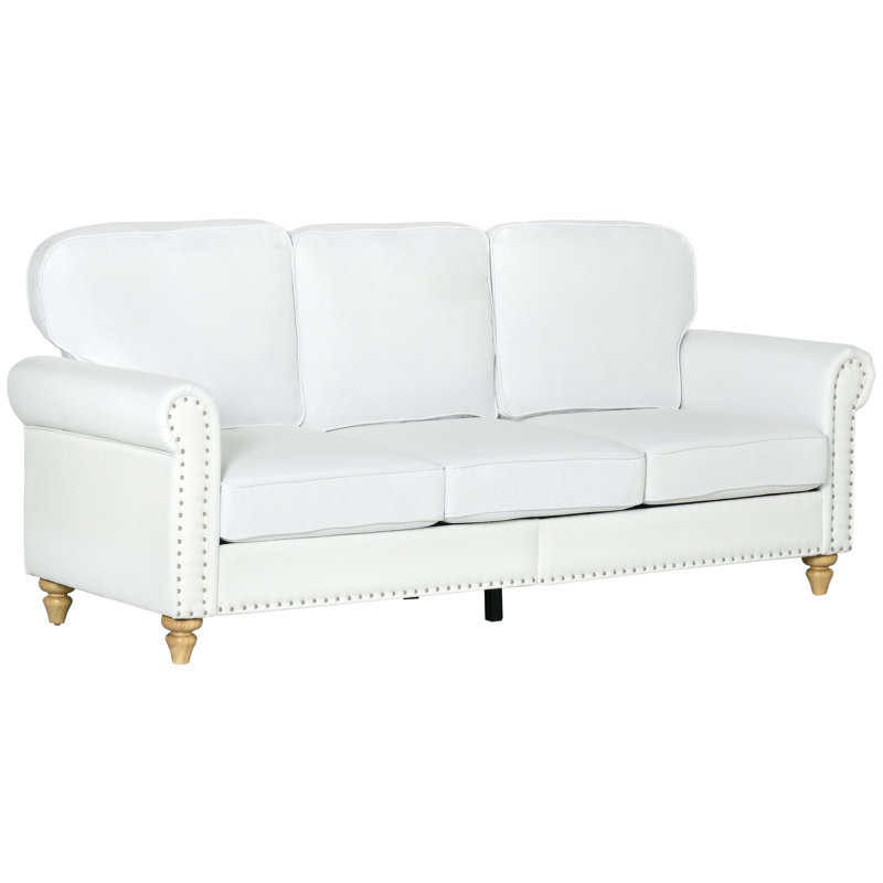 Canapé à accoudoirs roulés 80,9 po Laoise, Polyester blanc