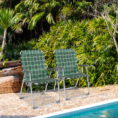 Green Aluminum Folding Beach Chair(Set Of 2)