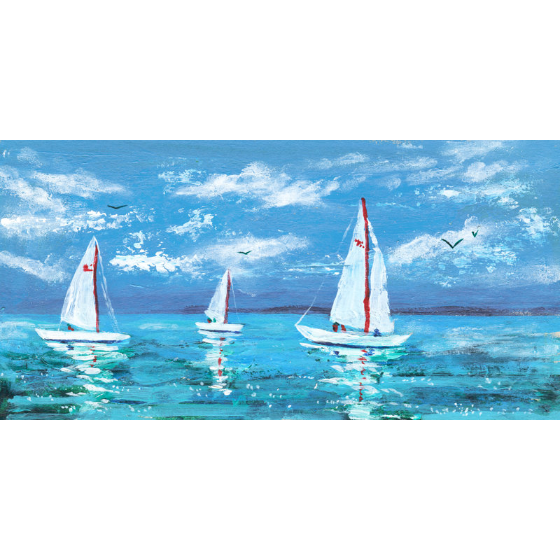 «Serene Sailing Day», art mural sur toile tendue, H 27,5 po x l 55 po