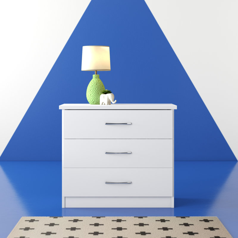 Cascio 3 Drawer Chest Of Drawers, White Gloss