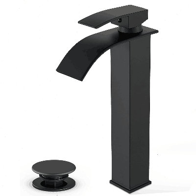 Tall Bathroom Sink Faucet Single Handle Waterfall Vessel Vanity Faucet w / Drain