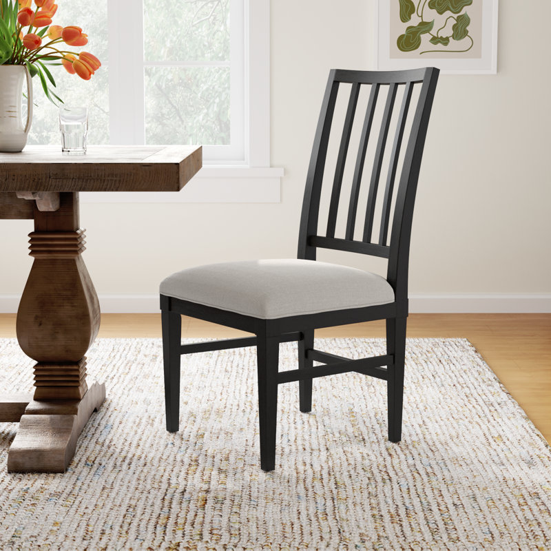 Nadine Solid Wood Slat Back Side Chair, Black