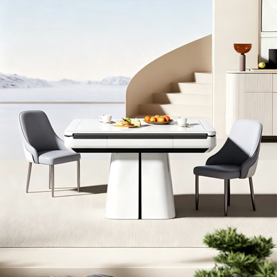Modern Minimalist White Tower-shaped Fully Automatic Mahjong & Dining Table for Chinese Rules
