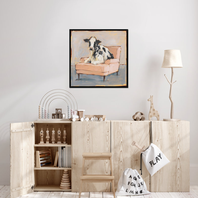 Moo-ving In II by Ethan Harper - Painting, Black Framed Paper Print, 95cm H x 95cm W x 2.3cm D