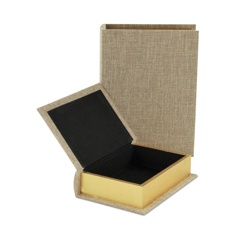 Aiyanna 2 Piece Fabric Book Box Set, Beige