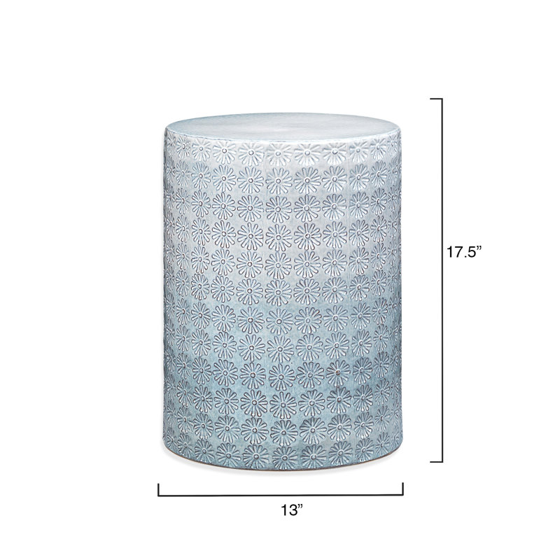 Blue and White Ceramic Round Side Table