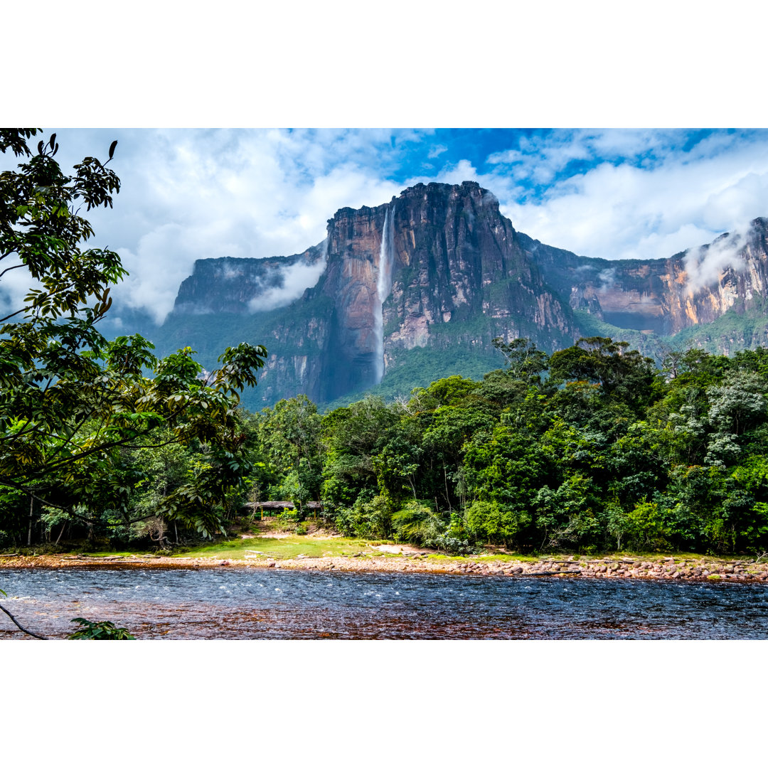 Leinwandbild Angel Falls From the River Bank