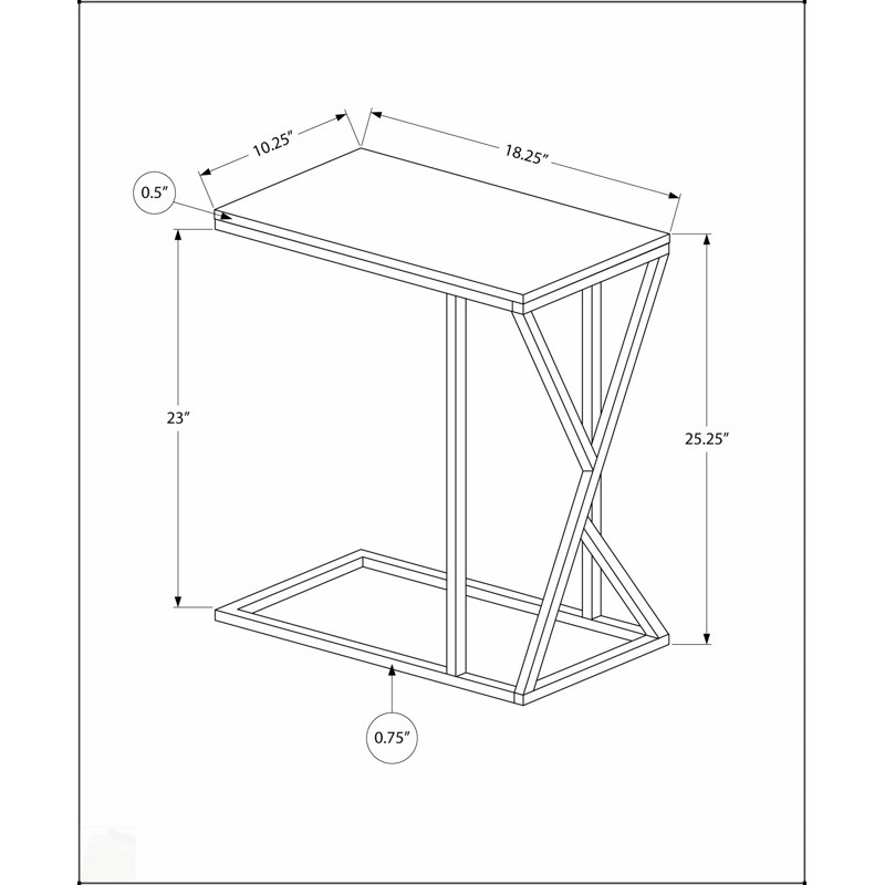 Élégante table d'appoint en forme de C pour le salon et la chambre à coucher, pour des collations et une utilisation latérale avec un design moderne.