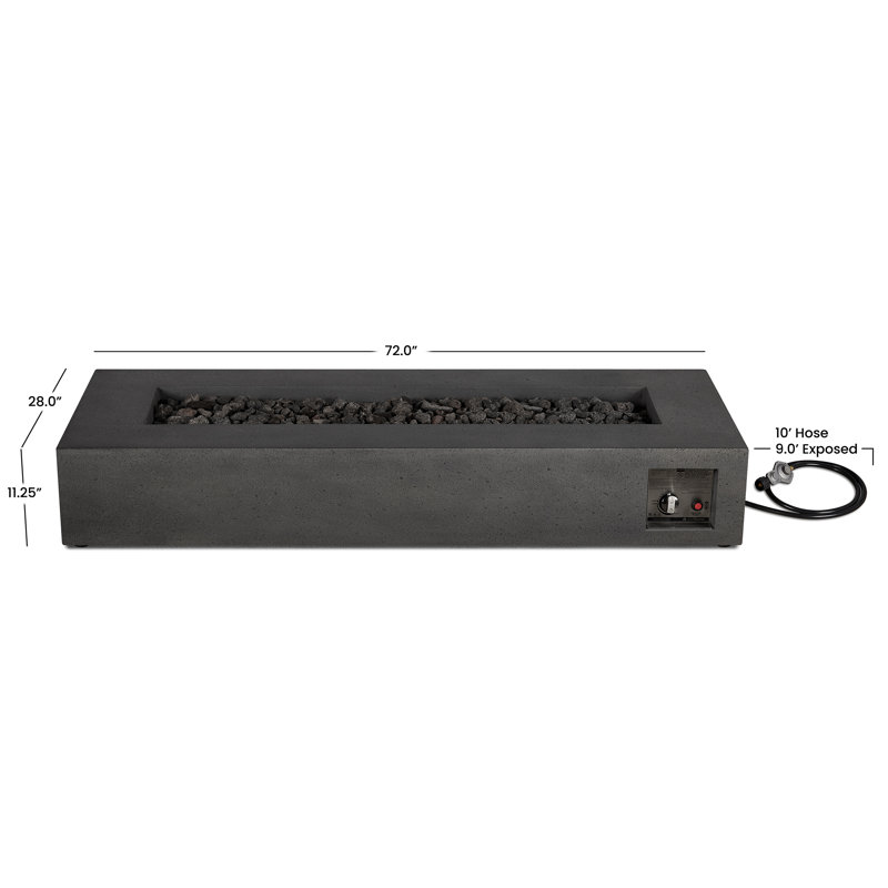 La Valle 72" Rectangle Propane Fire Table, Carbon