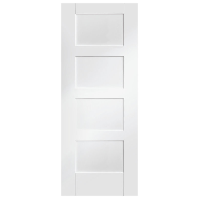Internal White Primed Shaker 4 Panel, 204cm H x 82.6cm W x 4cm D