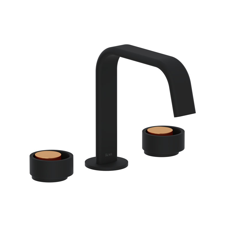 Eclissi Widespread Lavatory Faucet With U-Spout, Matte Black/Satin Gold