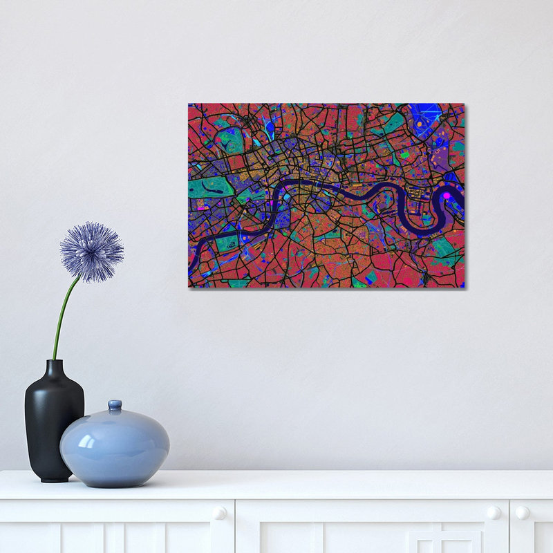 London Map (Abstract) V by Michael Tompsett - Wrapped Canvas Print, 30.48cm H x 45.72cm W x 1.91cm D