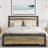 Marilee Wood and Black Metal Frame Bed with Headboard-534168156-418786547