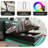 Black Pu King Size Bed With 360 Surround Led , Hydraulic Storage & Type-C Port Storage, Charging Point,-628933942-628933939