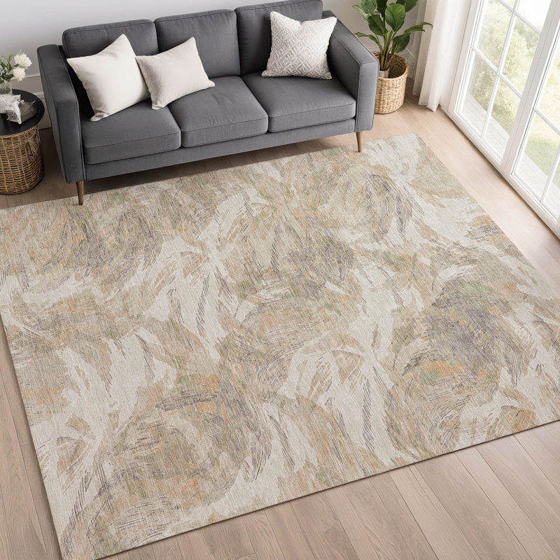 Machine Washable Indoor/Outdoor Jourdan ACN2387 Floral Rug, Rectangle 3' x 5'