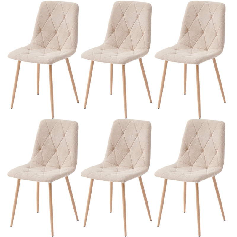 49 cm H Linen Side Chair in Beige, 4