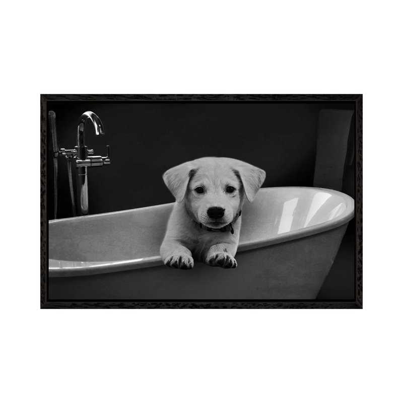 Bathroom Friend 1 by Marcus Prime - Floater Frame Gallery-Wrapped Canvas Giclée on Canvas, Black , 101.6 cm H x 66.04 cm W