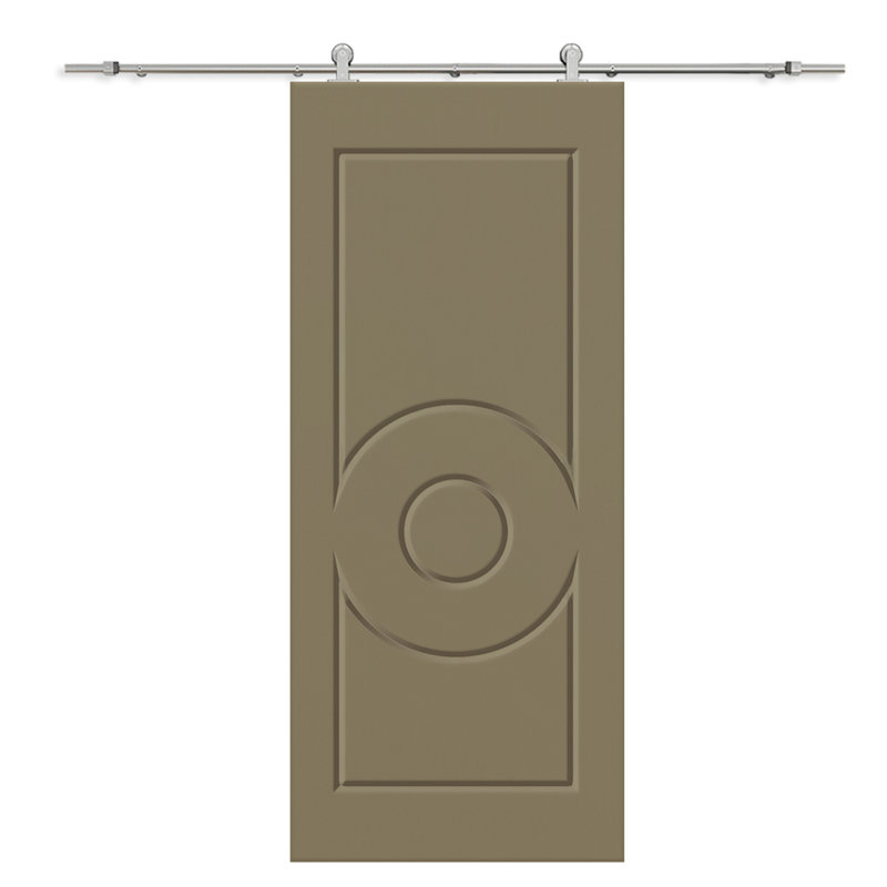 Porte de grange à panneaux et en bois manufacturé avec quincaillerie d'installation, 36 po x 84 po, Vert olive