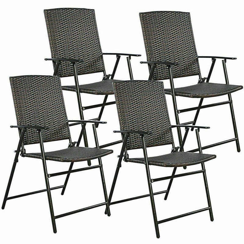 Ensemble de 4 chaises pliantes en rotin