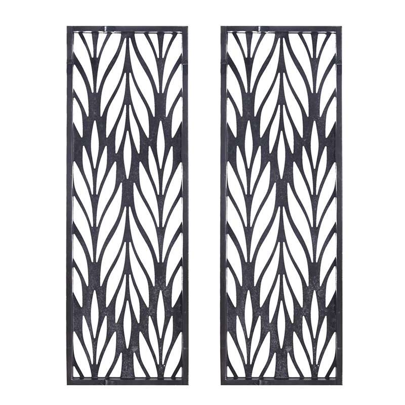 2 décorations murales en bois taillé gris - finition récupérée l 12 po x H 36 po Design botanique complexe 4 crochets pour la chambre à coucher