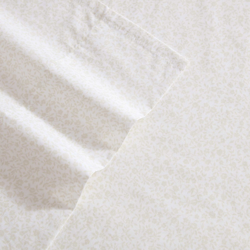 Percale Novelty 200 Thread Count Printed Cotton Sheet Set, Queen Sheet Set with 2 Standard Pillowcases, Chelsie Vine Yellow